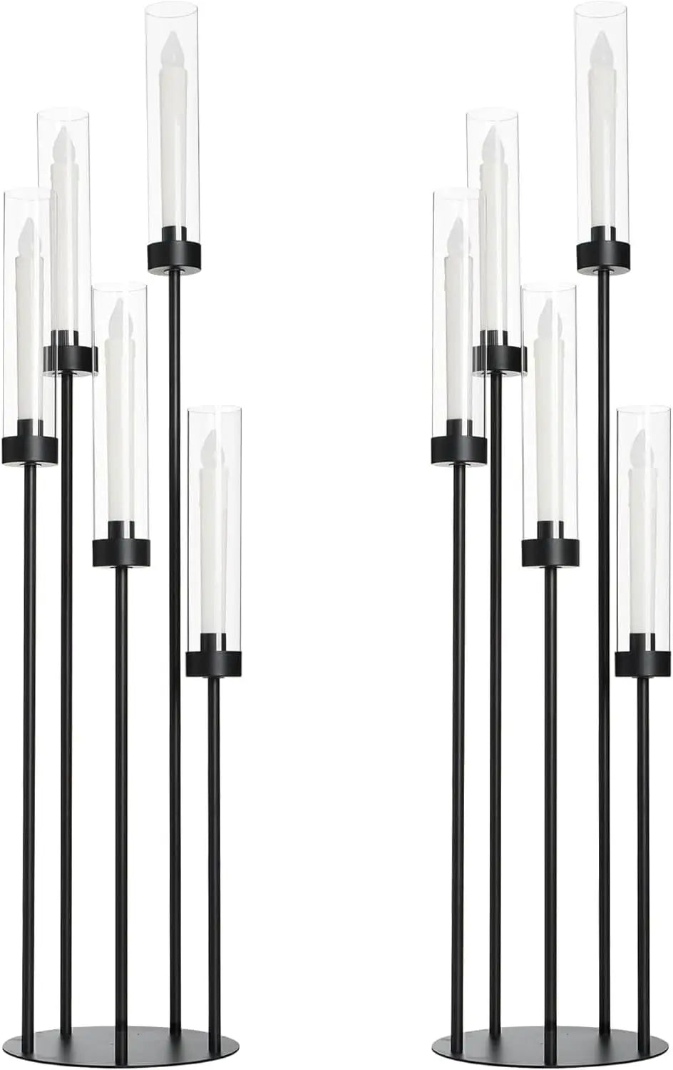Vincigant Matte Black Candelabra 5 Arm LED Candle Holder