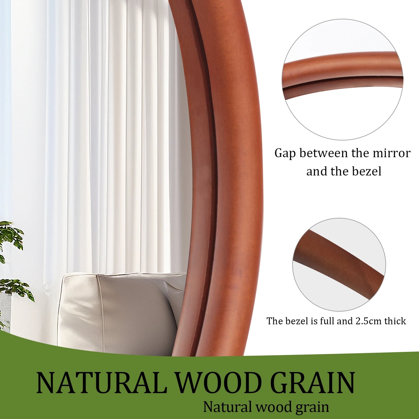Mid Century Asymmetrical Wood Frame Wall Mirror