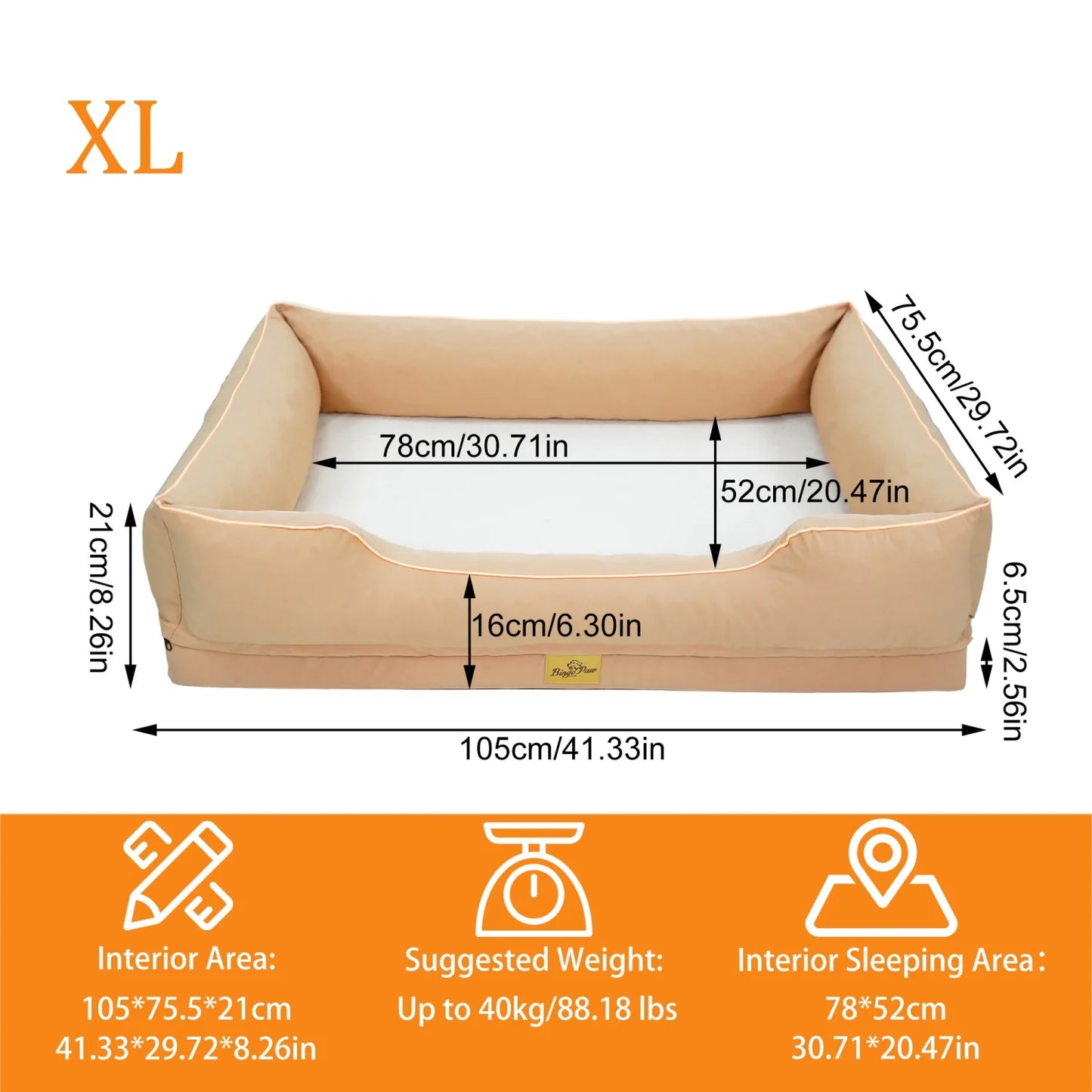 Orthopedic Dog Bed For Large Dogs Bingopaw Premium Waterproof Lining Removable Cover Bolster Sponge Base Sofa
