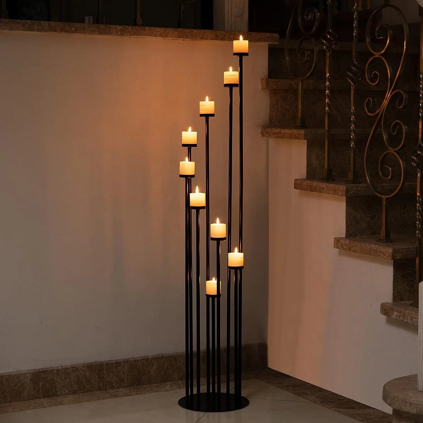 Nine Arm Metal Floor Candle Holder Home Decor