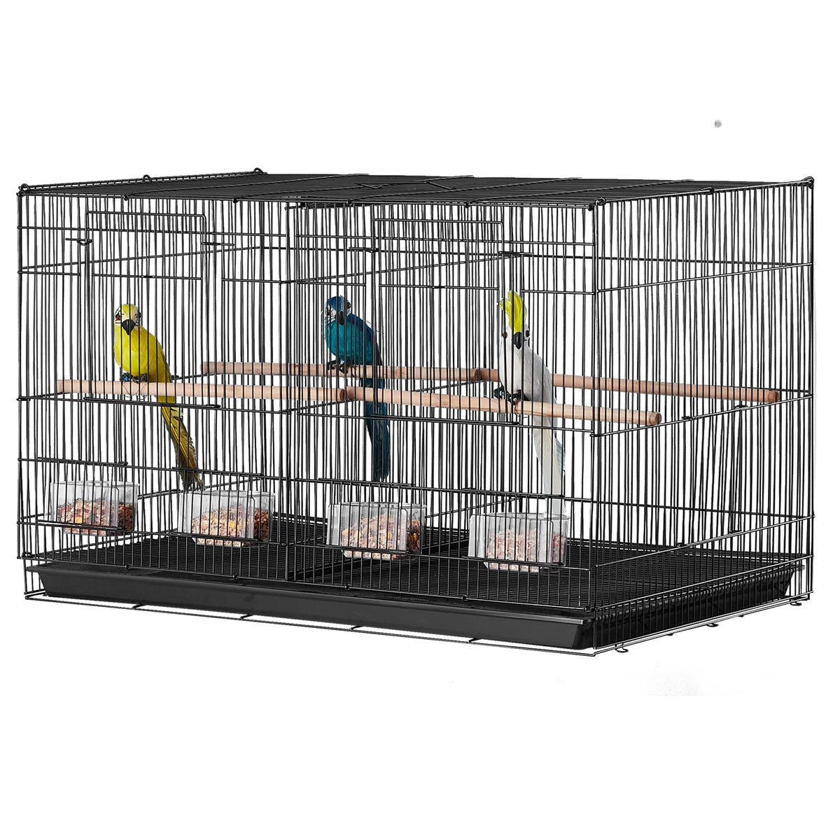 SucceBuy 30 Inch Flight Bird Cage With Divider Stackable Travel Cage For Small Birds And Perches