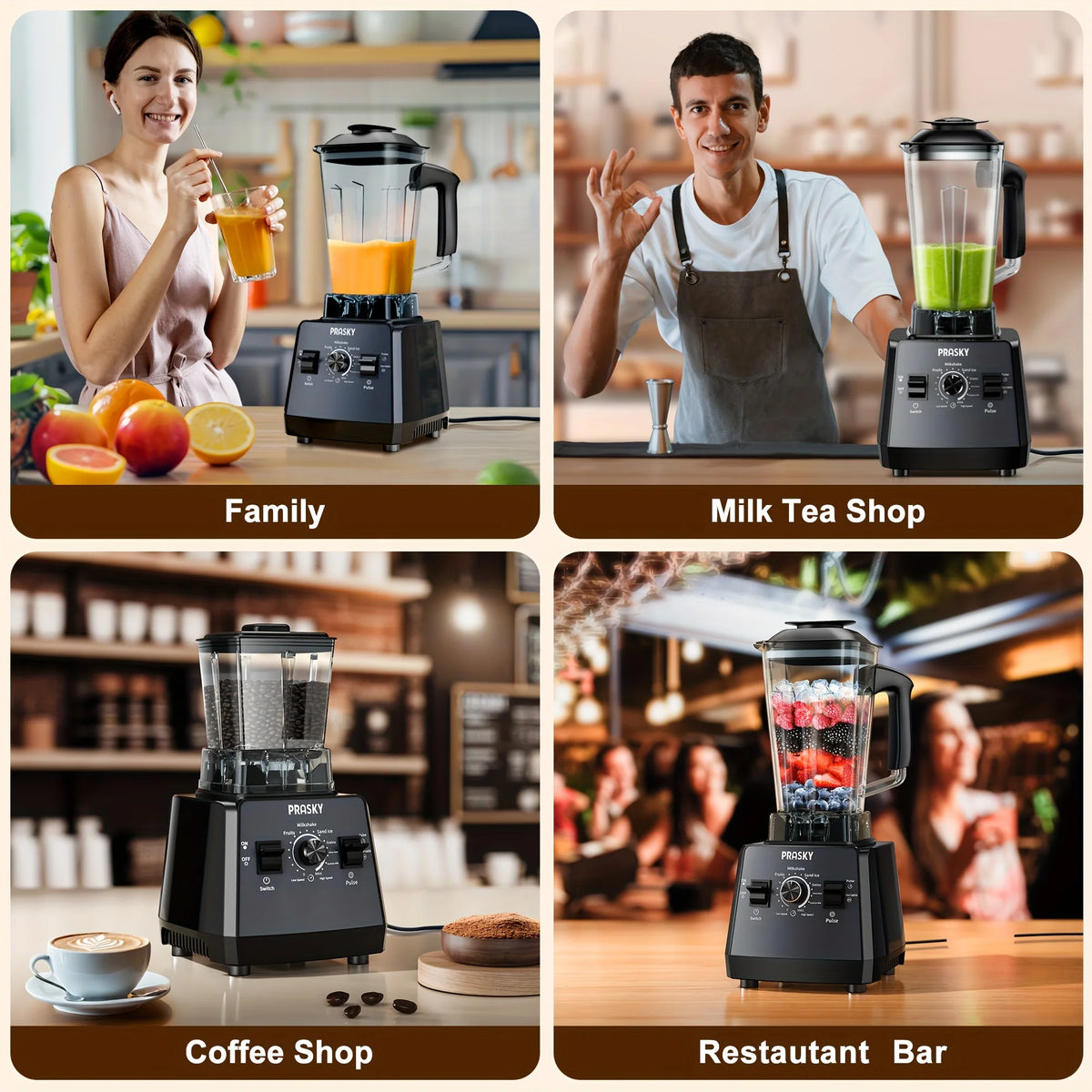 Prasky 2400W Blender And Grinder Combo Two Containers