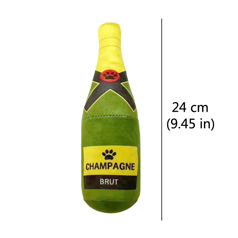 Beer Bottle Shaped Plush Dog Chew Toy With Squeaker