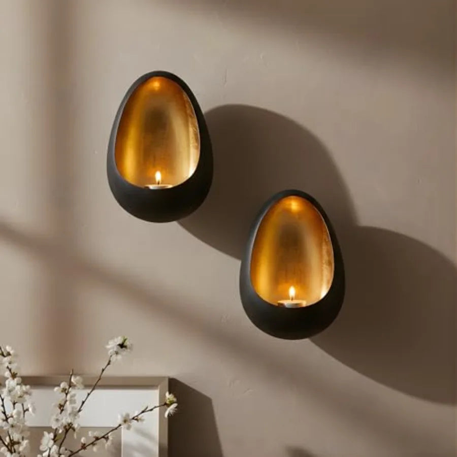 Handcrafted Metal Wall Candle Sconce Set of Two