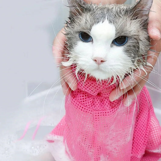Adjustable Cat Grooming And Washing Mesh Bag