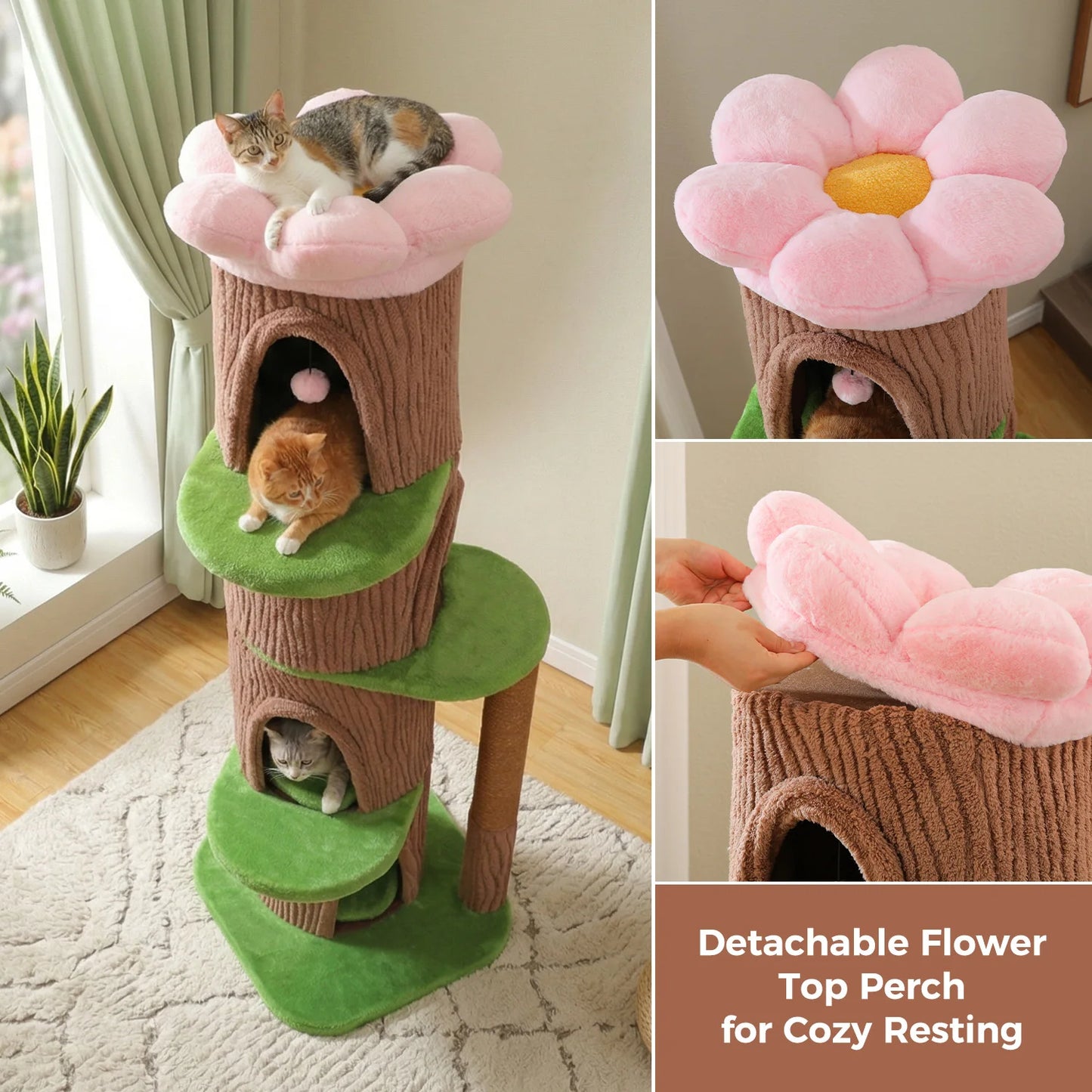 PAWZ Road Indoor Cat Tree With Flower Top Bed