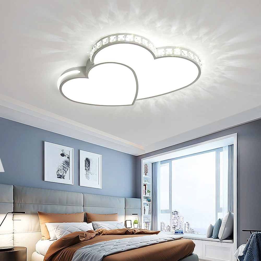 Crystal Heart Ceiling Light Modern LED Flush Mount For Kids