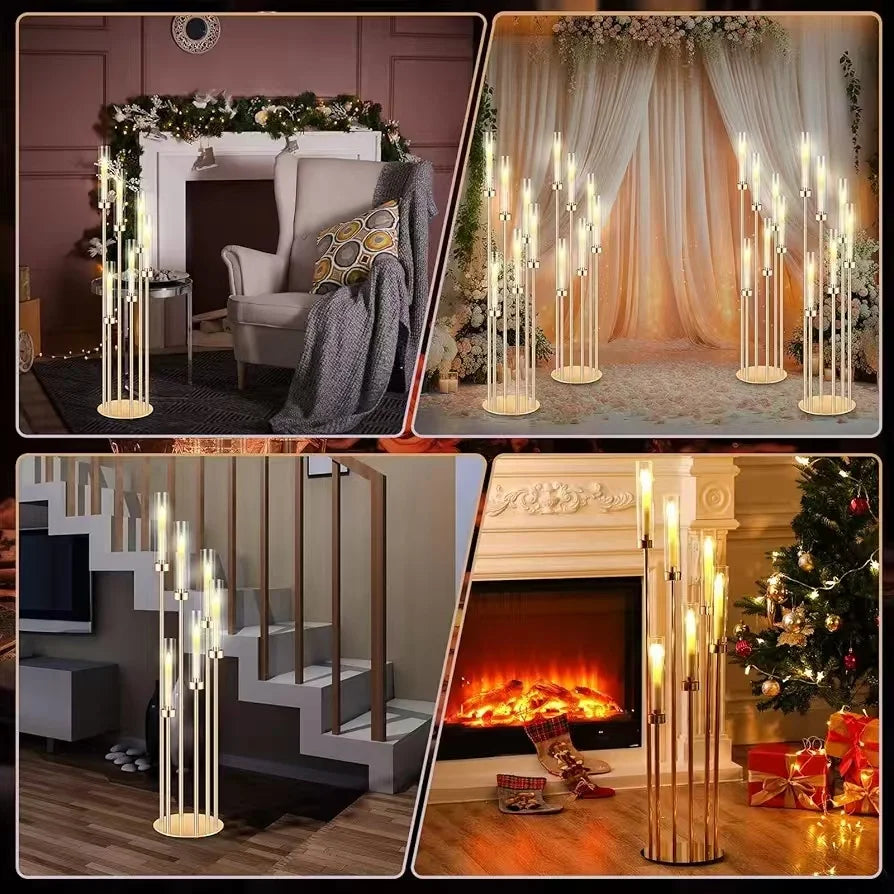 Metal Floor Candlestick Holder With LED Candles Centerpieces