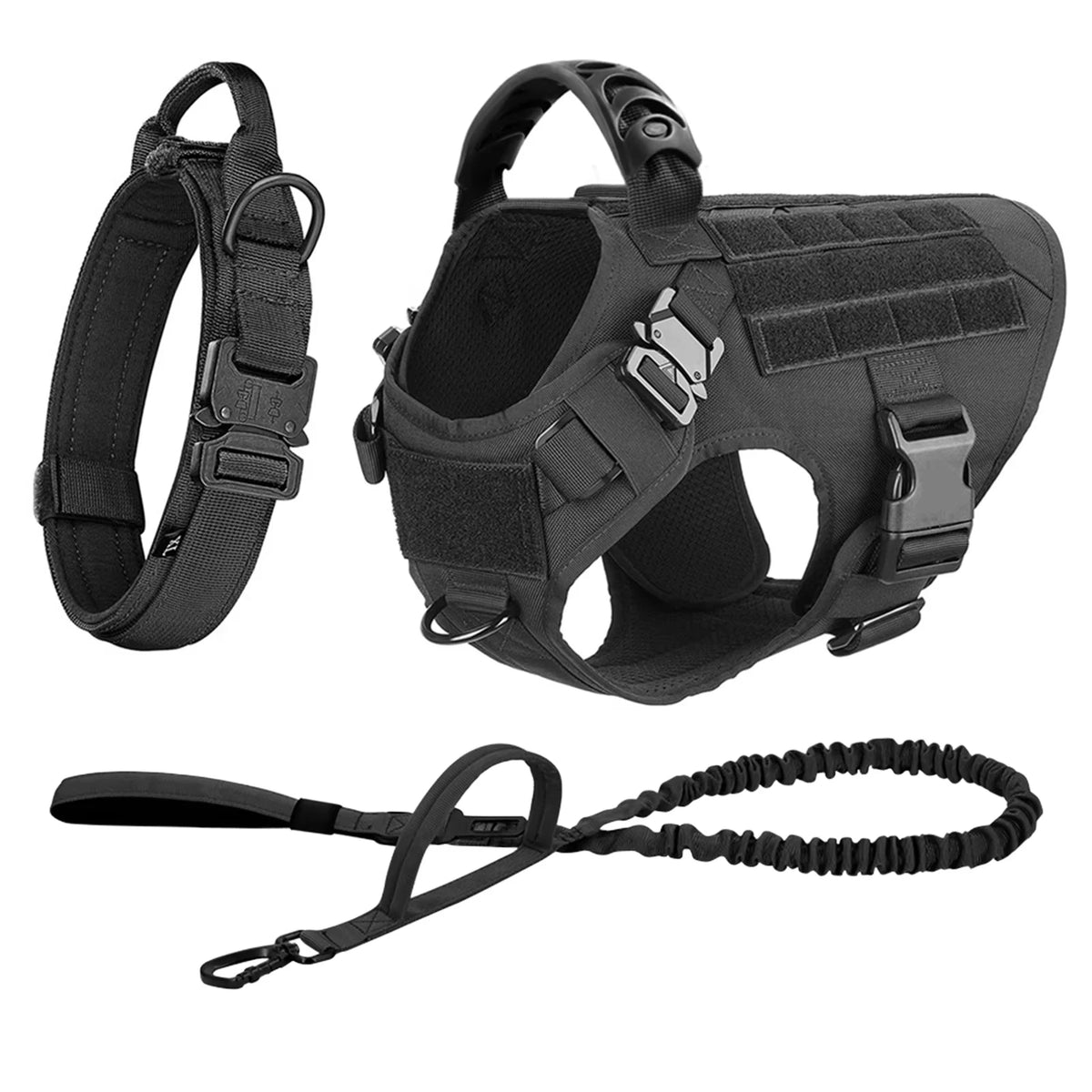 Tactical Dog Harness And Leash Set Adjustable For Training