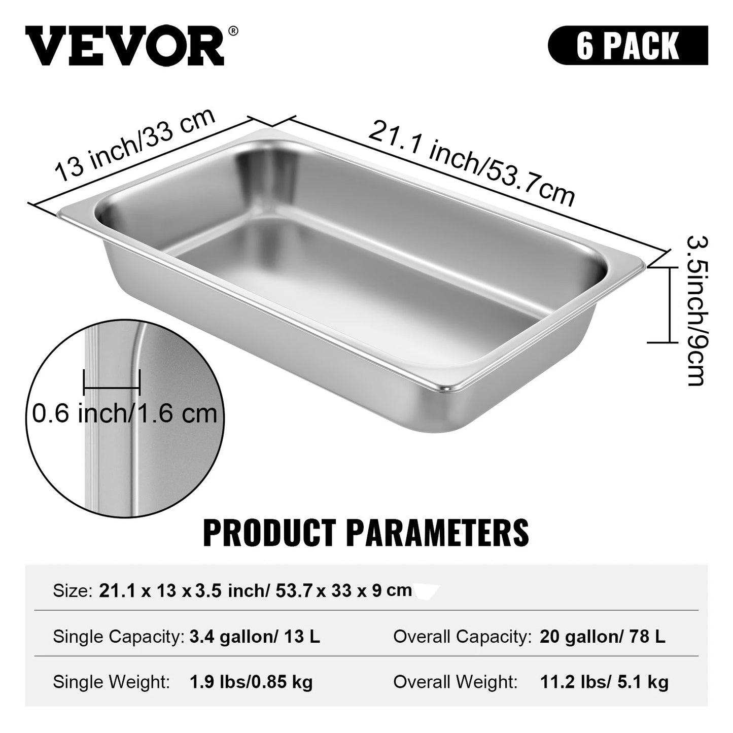 SucceBuy Stainless Steel Buffet Chafing Dish Pan