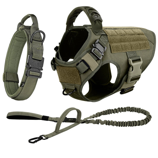 Tactical Dog Harness And Leash Set Adjustable For Training