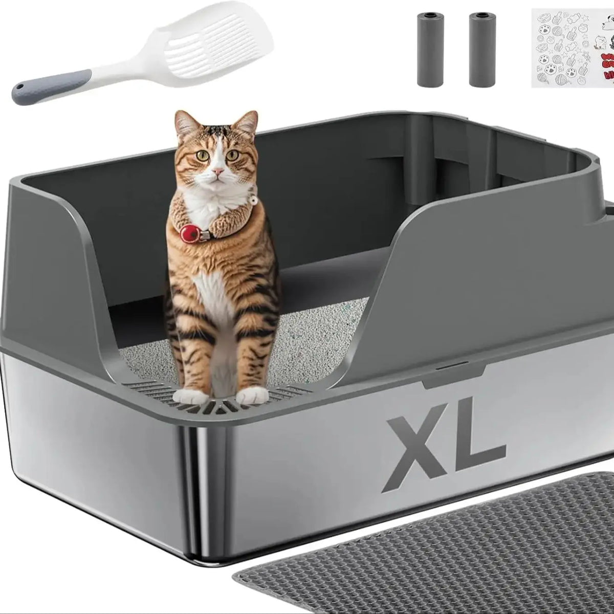 Stainless Steel Cat Litter Box Extra Large Splash Proof And Leak Proof For Large Cats