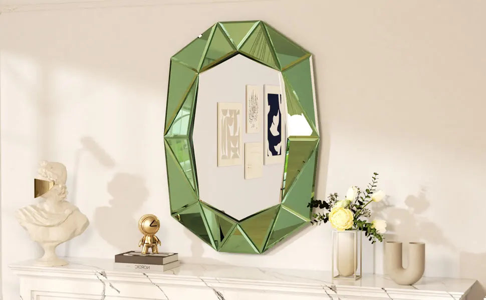 Wisfor Irregular Silver Glass Wall Mirror With Beveled Edge