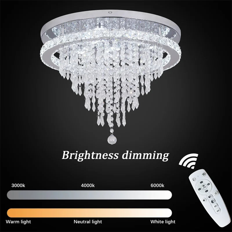 GreeLustr Crystal LED Chandelier Dimmable With Remote