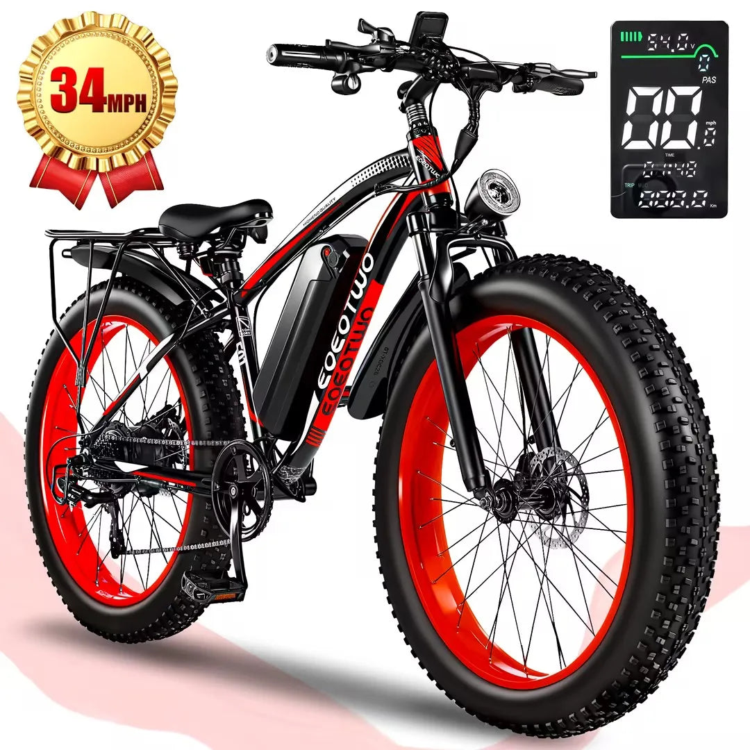 EOEOTWO 1500W Fat Tire Electric Bike All Terrain 34MPH