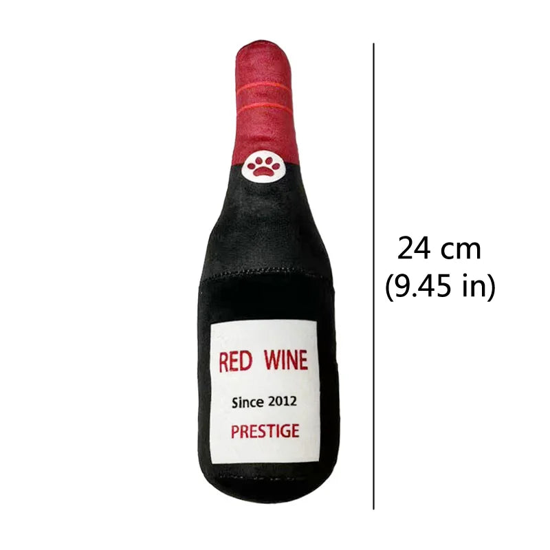 Beer Bottle Shaped Plush Dog Chew Toy With Squeaker