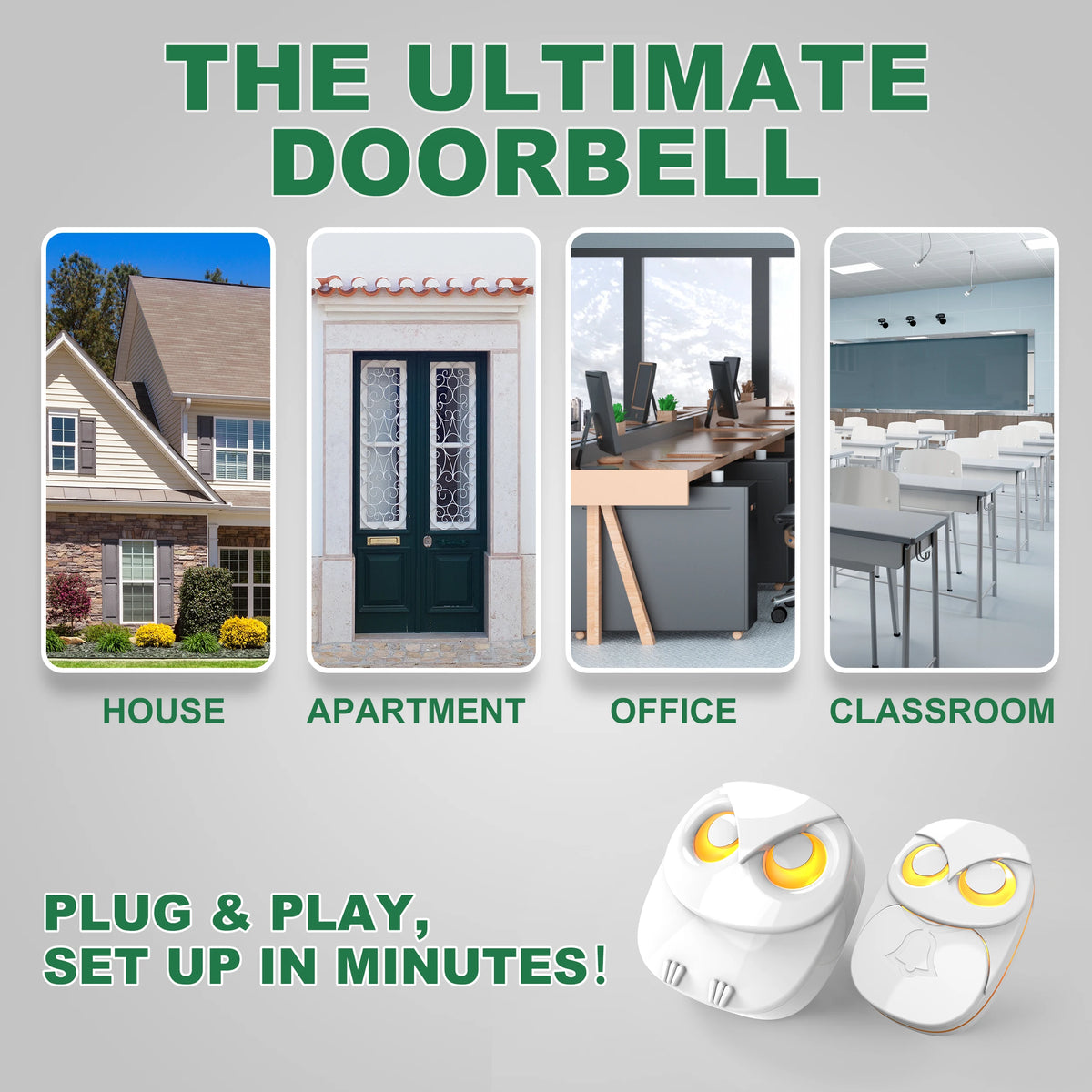 HTZSAFE Waterproof Long Range Wireless Doorbell Chime