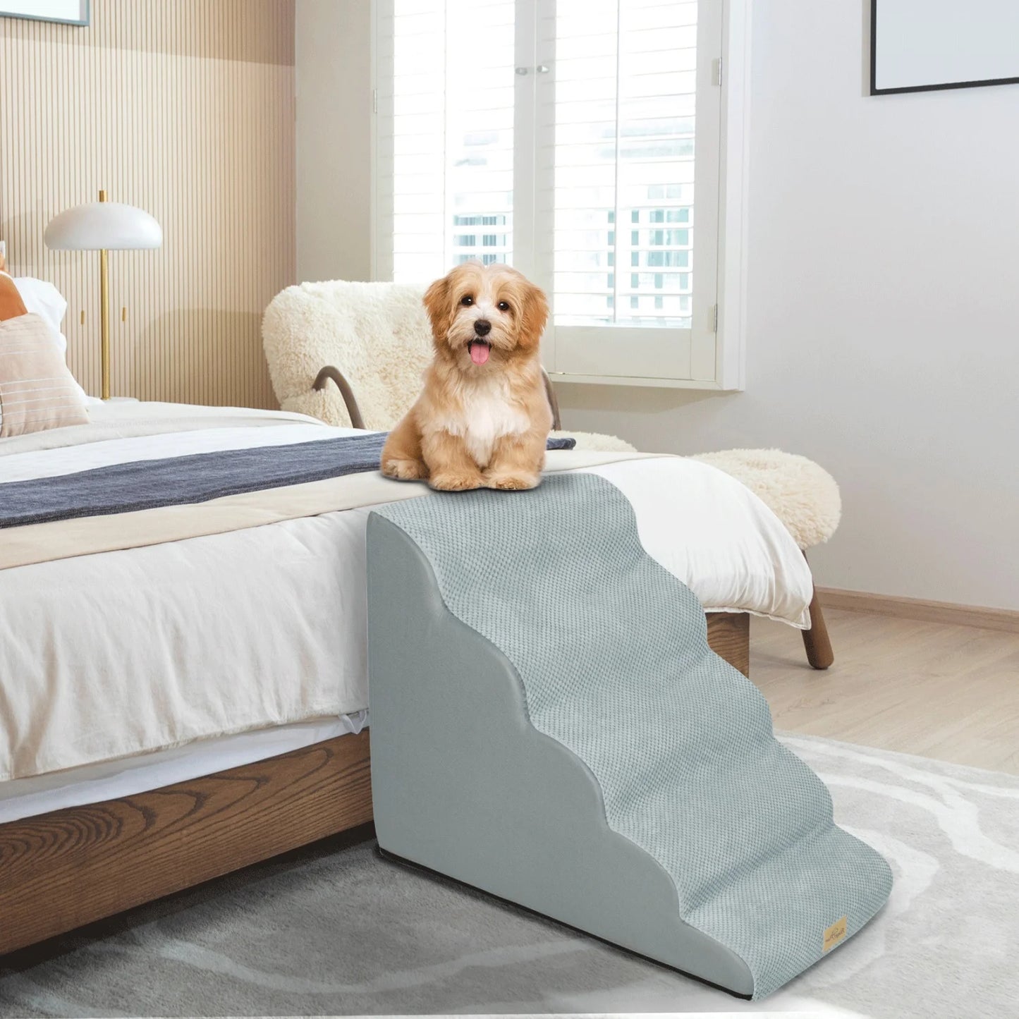 3/4/5 Steps Dog Stairs Curved Ramp With Removable Cover