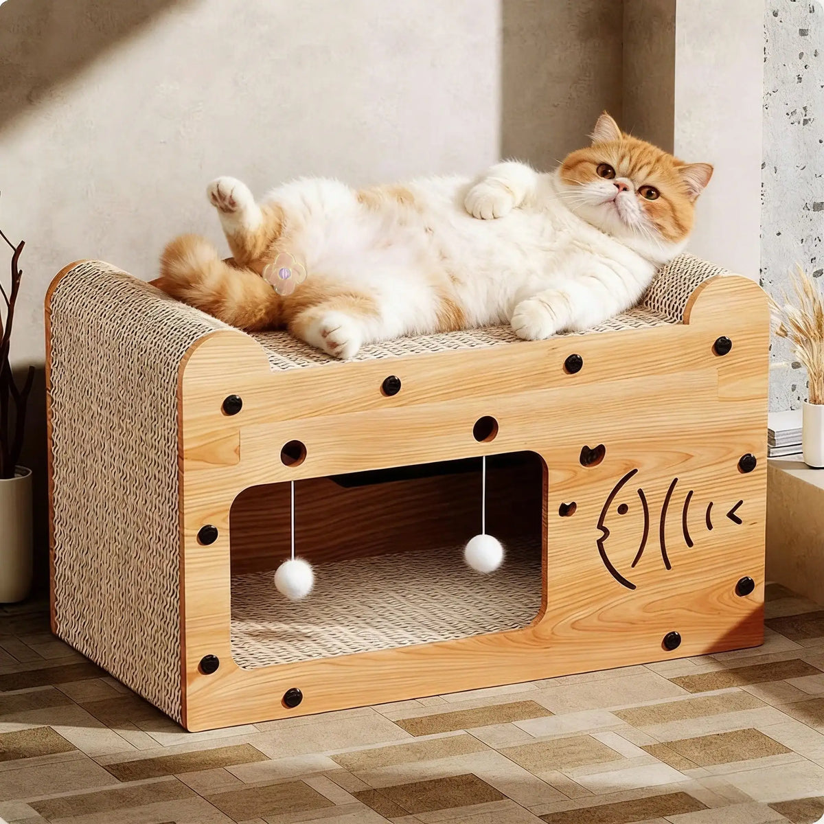 Double Layer Cardboard Cat Scratch Pad Lounge Bed House
