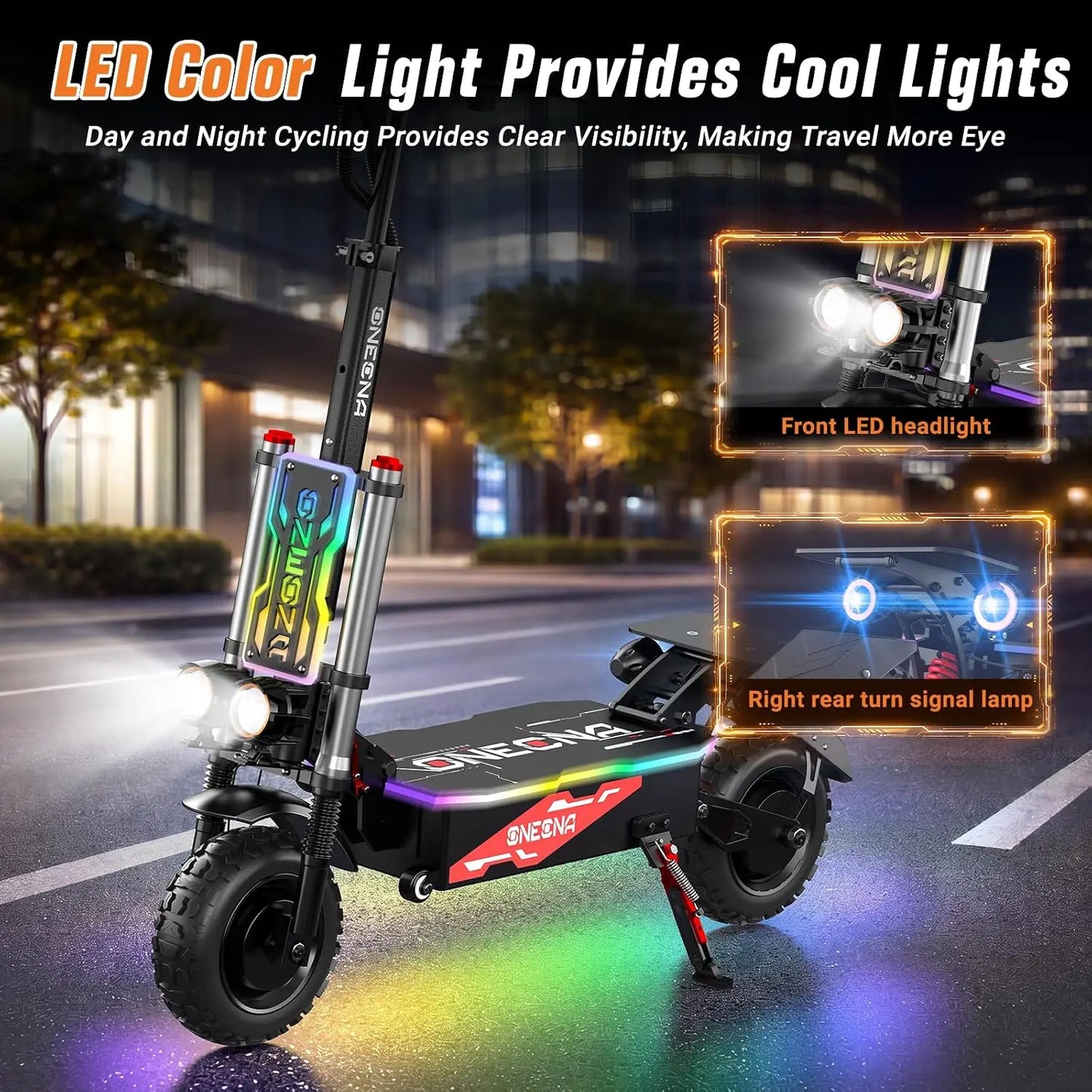 Fengqs Gt8 Pro Adult Electric Scooter With Led Display
