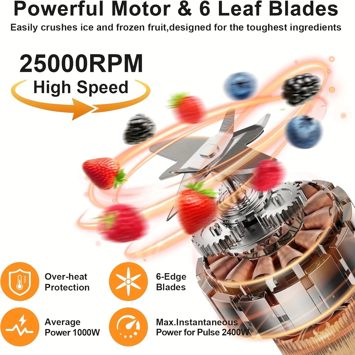 Prasky 2400W Heating Blender 25000 RPM Auto Clean