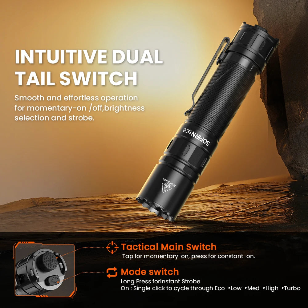 Sofirn SK30 3000 Lumen USB C Rechargeable Flashlight