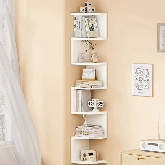 7-Tier Wall-Mounted Corner Shelf PVC Storage Rack
