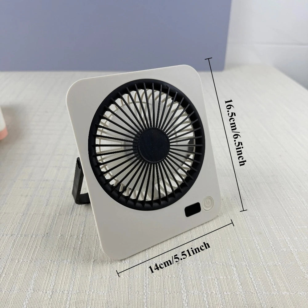 1pc rechargeable USB mini desktop fan, power display, 5-speed ultra quiet personal cooling fan, foldable handle portable fan, suitable for office, home, bedroom, travel, camping