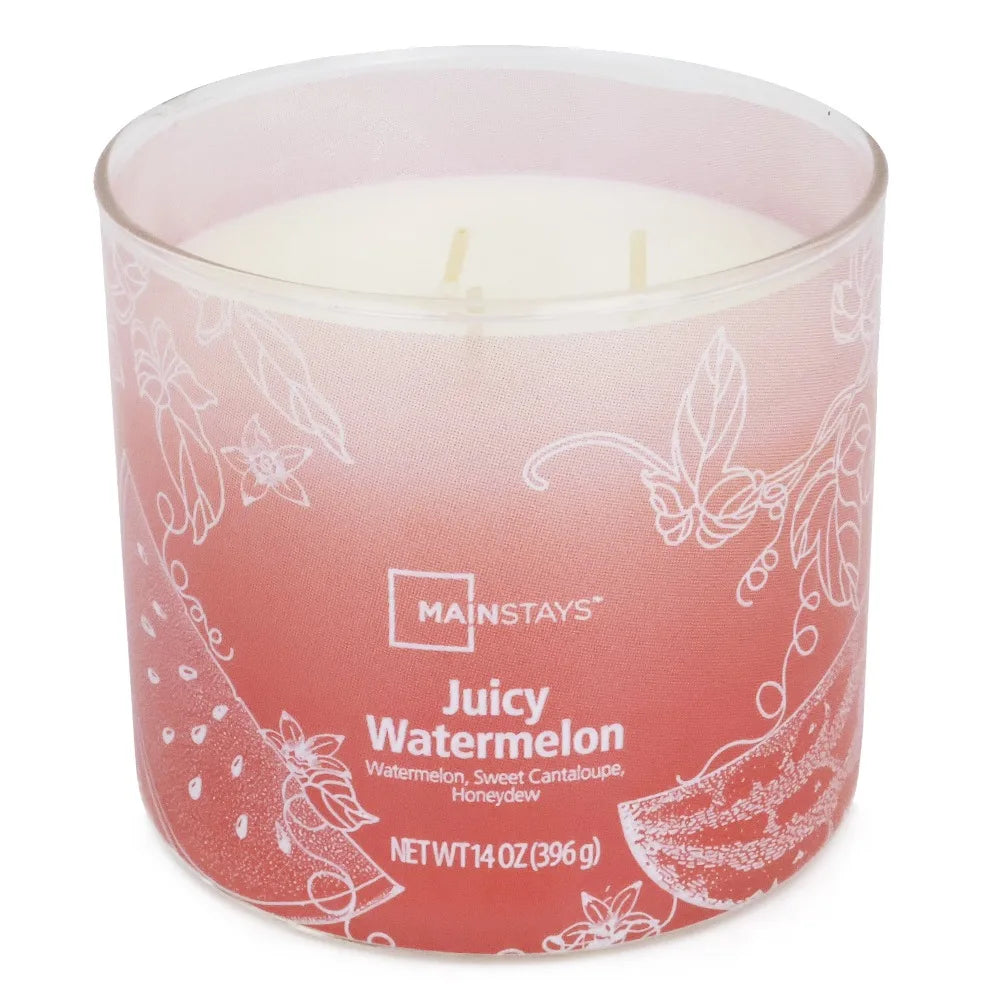 3 Wick Gradient Color Scented Candle Juicy Watermelon Fragrance Home Aroma Relaxation Gift 14 Oz