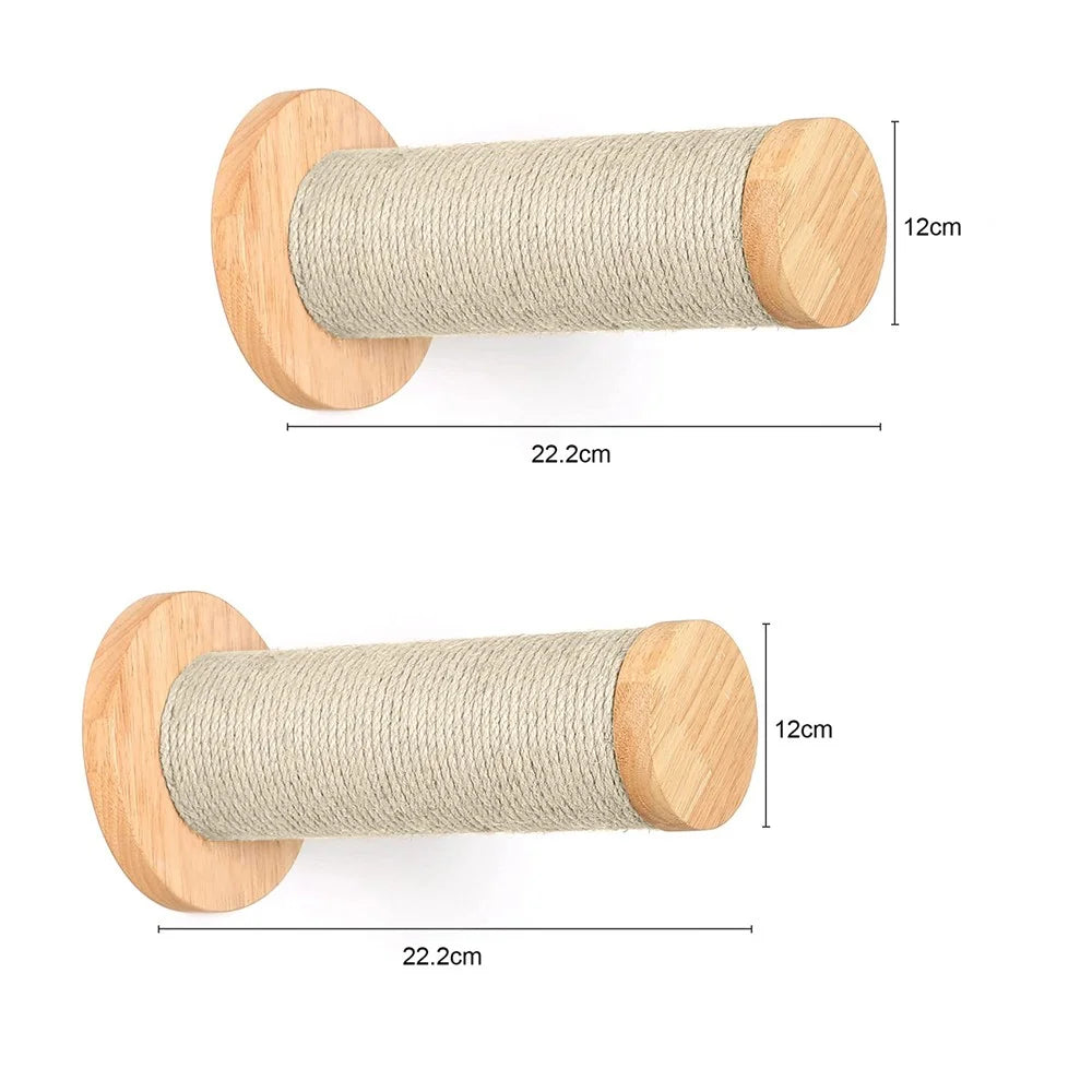 Wall Mounted Wooden Cat Climbing Shelf With Sisal Post